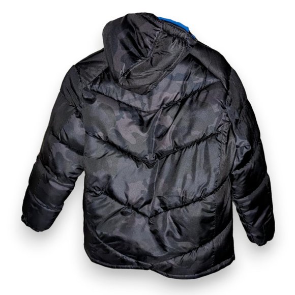CB Sports Athletic Weather Protection Black Blue Lined Hooded Puff Jacket 14/16 - Picture 4 of 11
